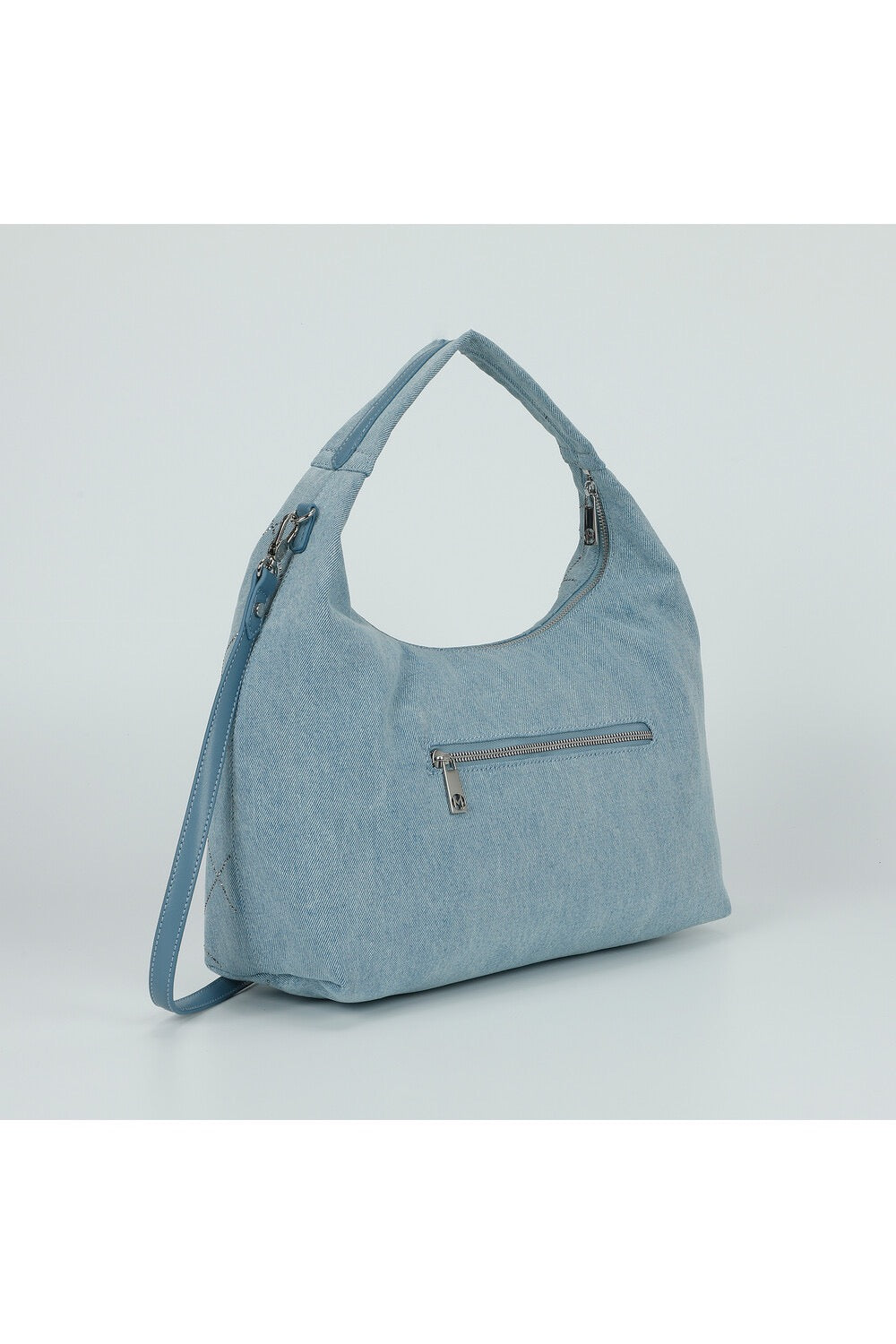 BORSA A SACCA IN JEANS CON STRASS