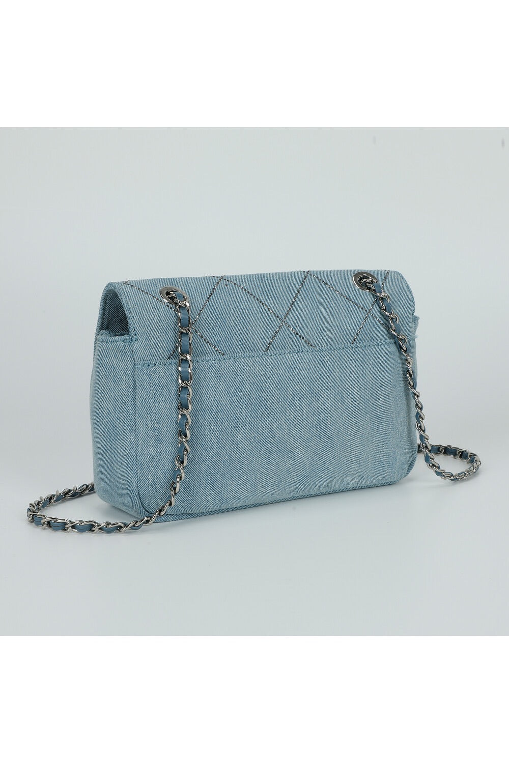 BORSA A SPALLA IN JEANS CON STRASS