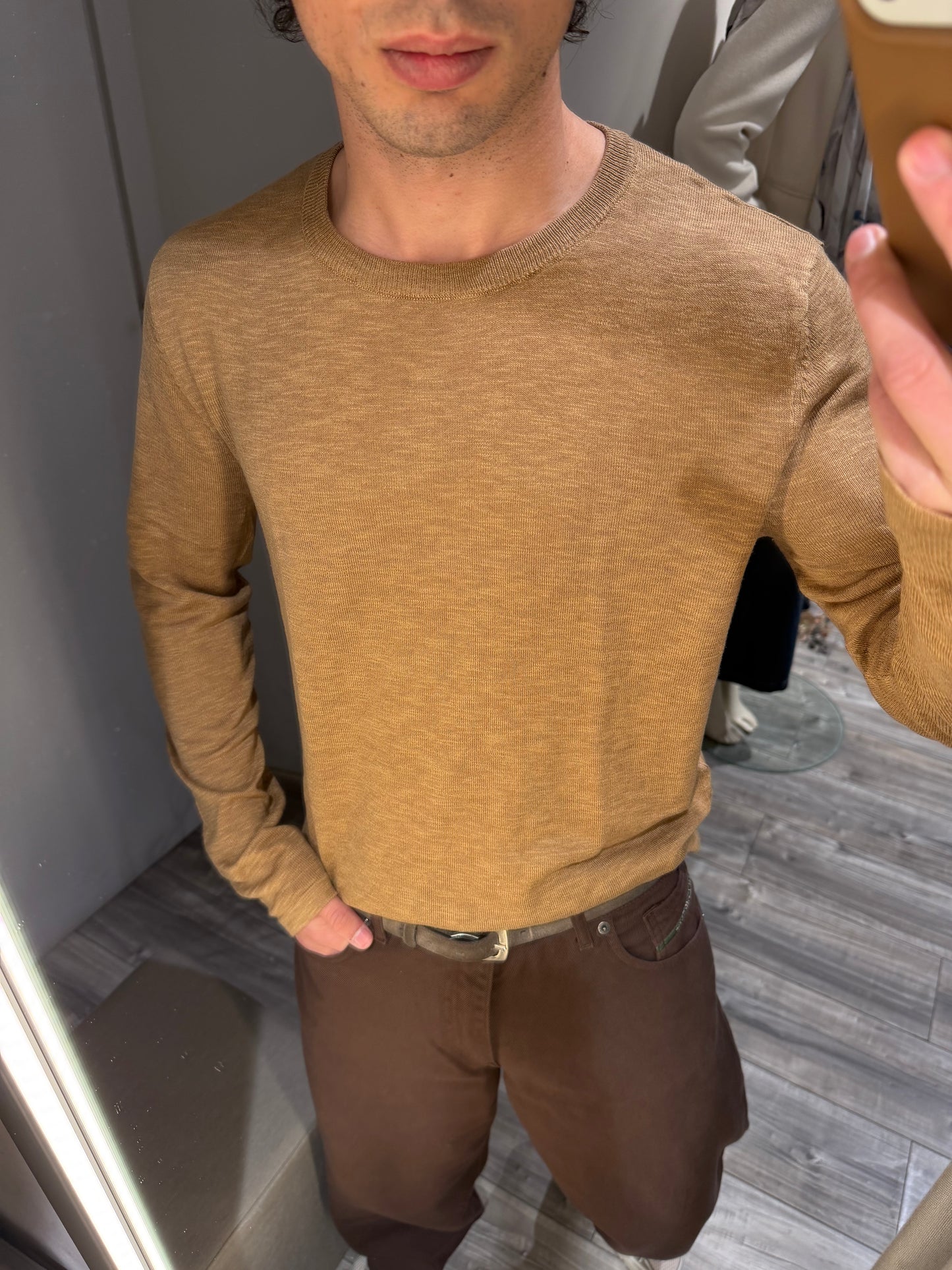 MAGLIA GIROCOLLO TEXTURIZZATA CAMMELLO