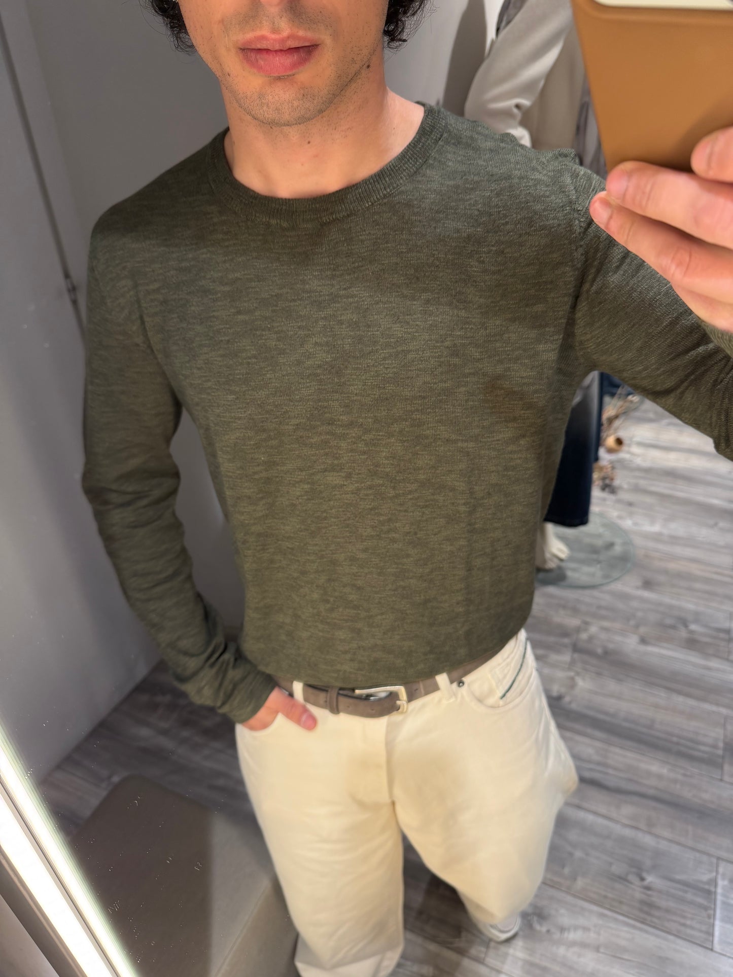 MAGLIA GIROCOLLO TEXTURIZZATA MILITARE