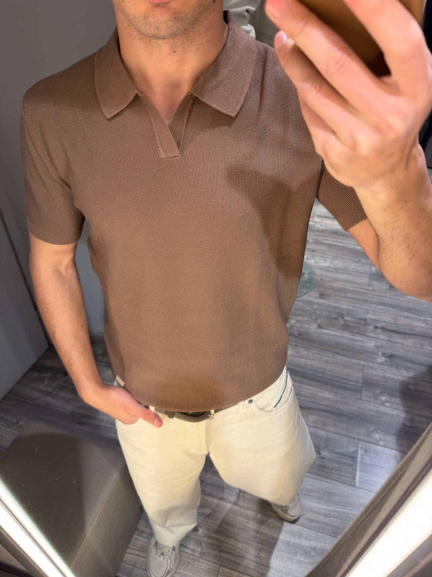 POLO IN MAGLIA TABACCO