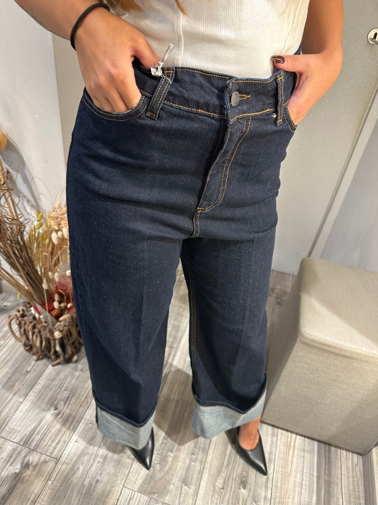 PANTA PALAZZO CON RISVOLTO CIMOSATO