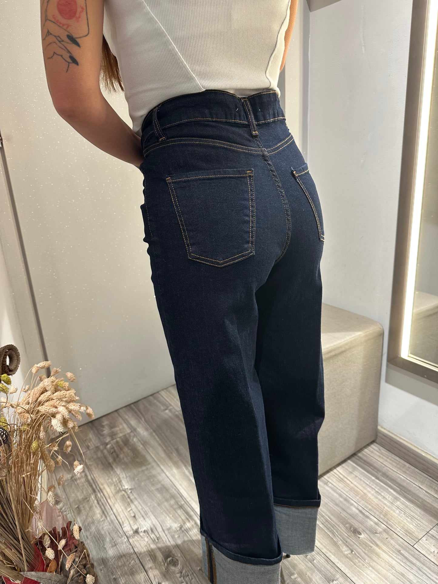 PANTA PALAZZO CON RISVOLTO CIMOSATO