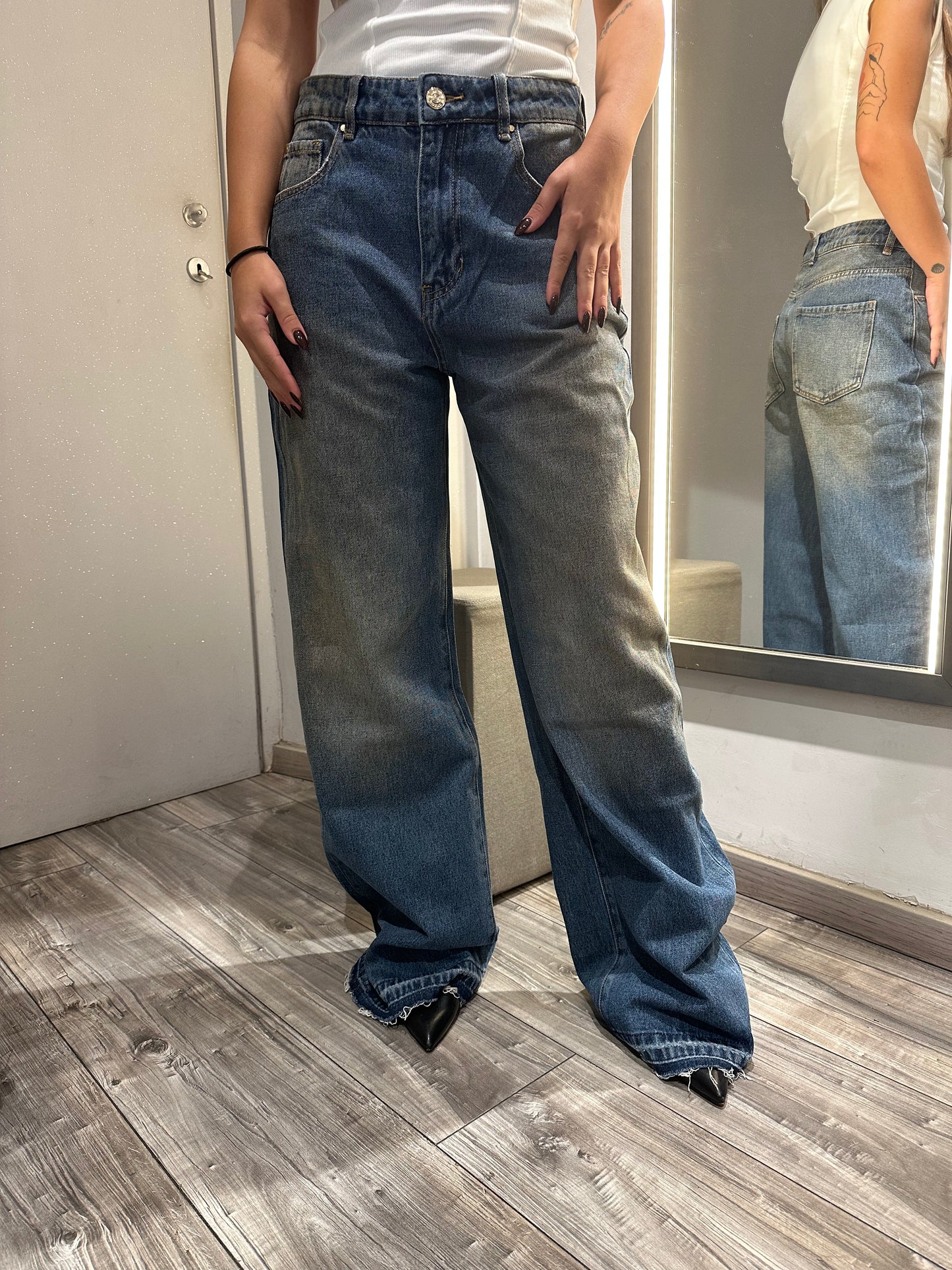 JEANS WIDE LEG LAVAGGIO AL THE