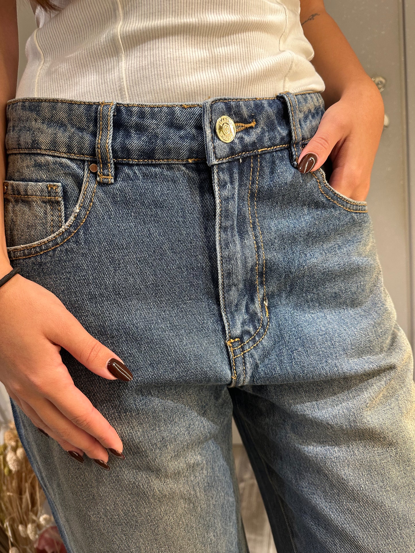 JEANS WIDE LEG LAVAGGIO AL THE