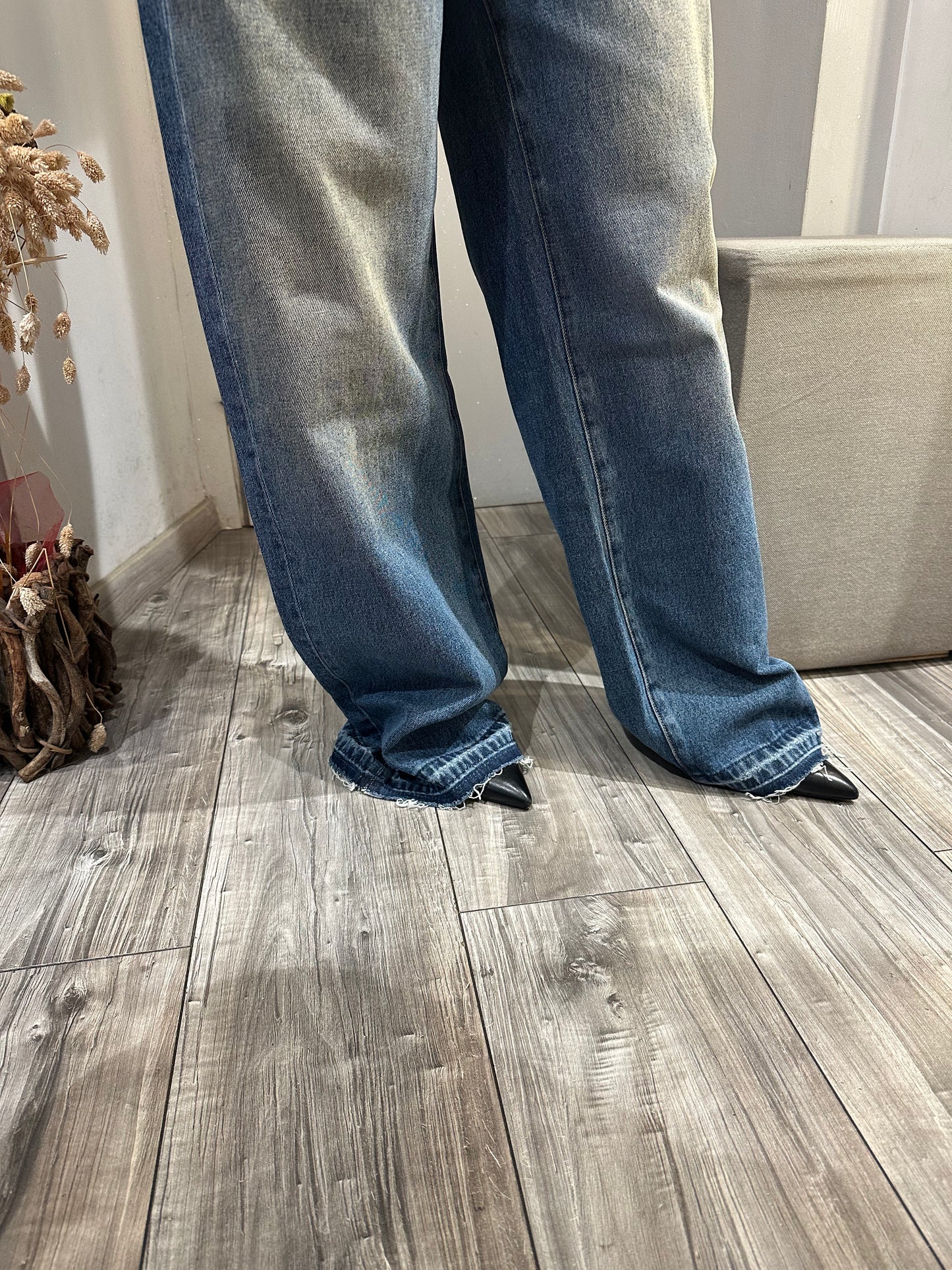 JEANS WIDE LEG LAVAGGIO AL THE