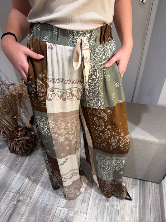 PANTALONE PALAZZO RASO FANTASIA BANDANA