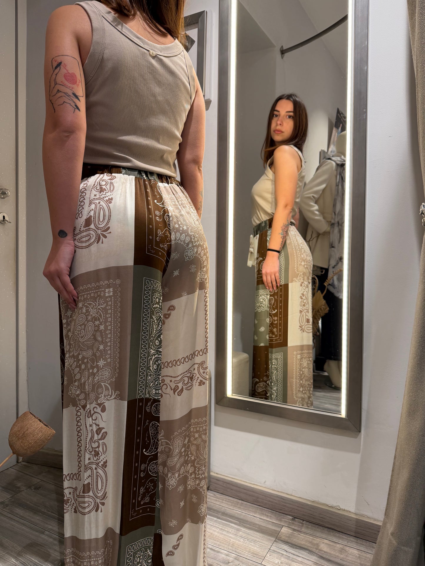 PANTALONE PALAZZO RASO FANTASIA BANDANA