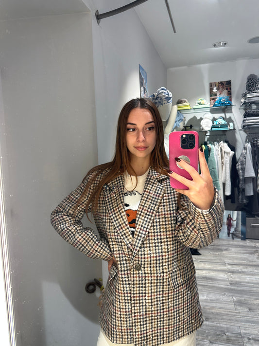 BLAZER OVER PIED DE POULE CON SPILLA