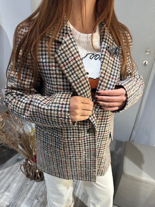 BLAZER OVER PIED DE POULE CON SPILLA