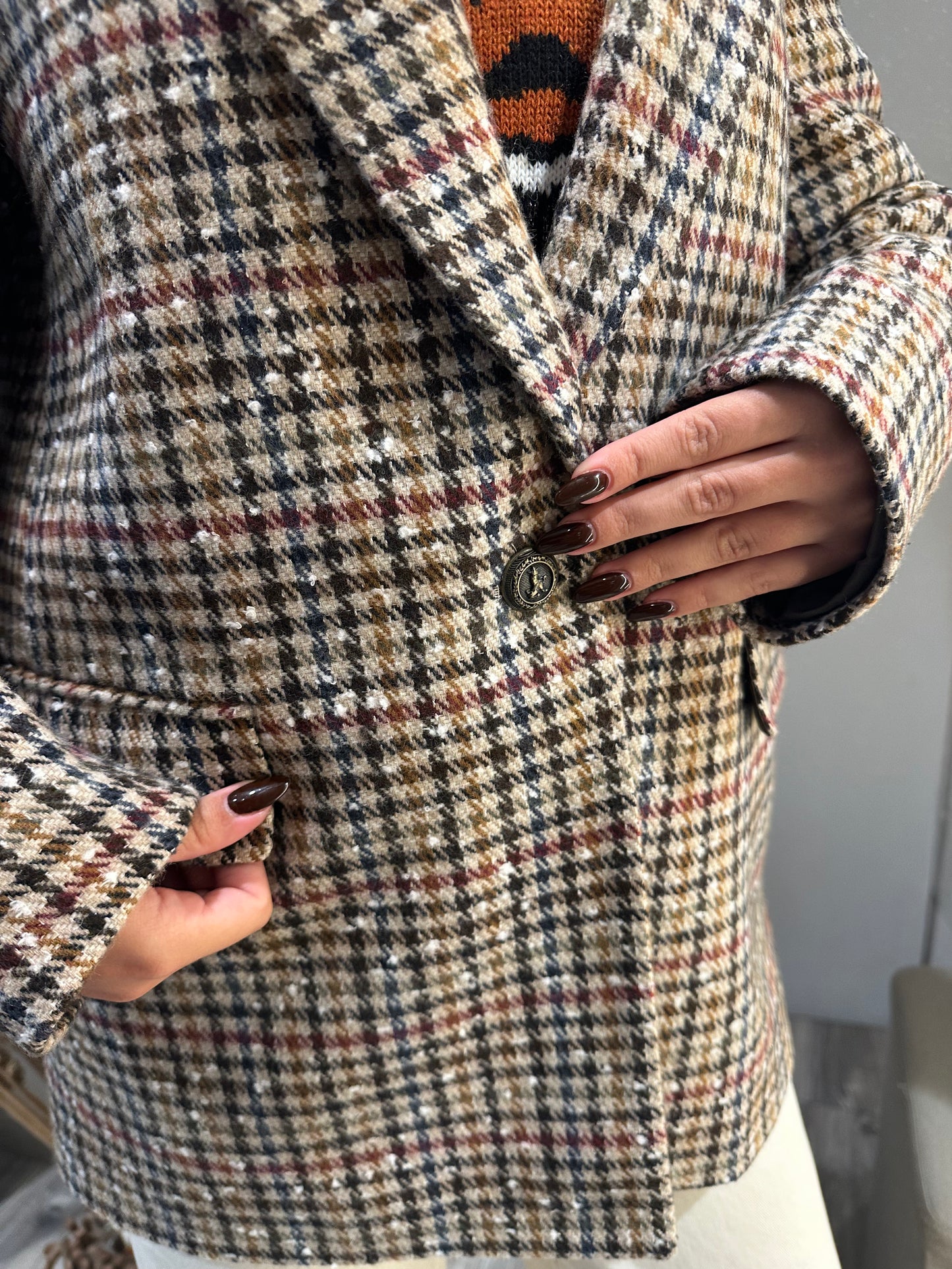 BLAZER OVER PIED DE POULE CON SPILLA