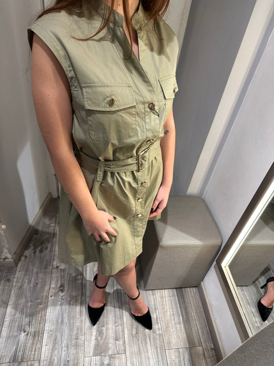 ABITO CORTO CON CINTURA IN POPELINE