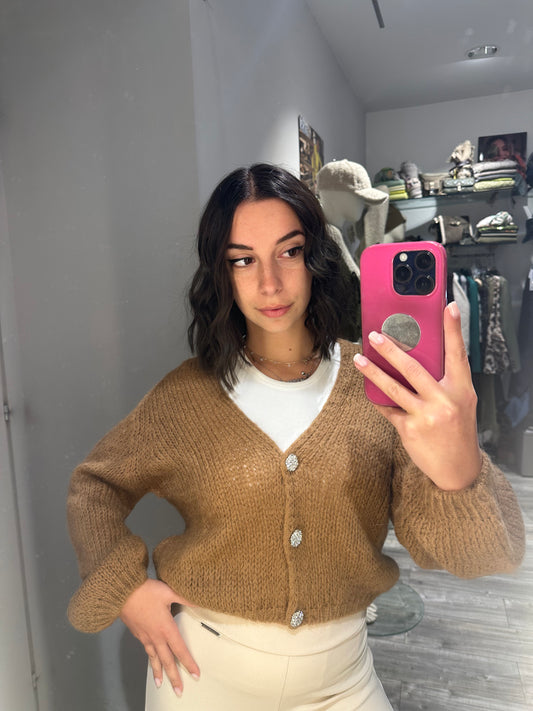 CARDIGAN GIOIELLO MOHAIR CAMOSCIO