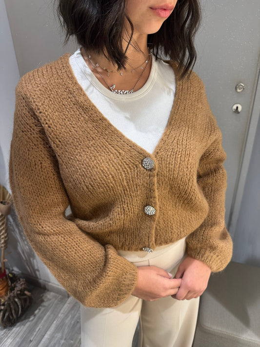 CARDIGAN GIOIELLO MOHAIR CAMOSCIO