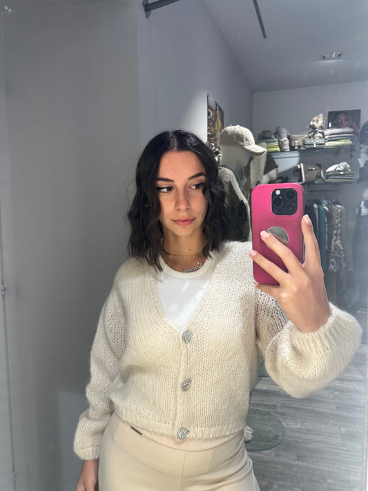 CARDIGAN GIOIELLO MOHAIR CREMA