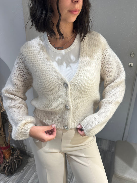 CARDIGAN GIOIELLO MOHAIR CREMA