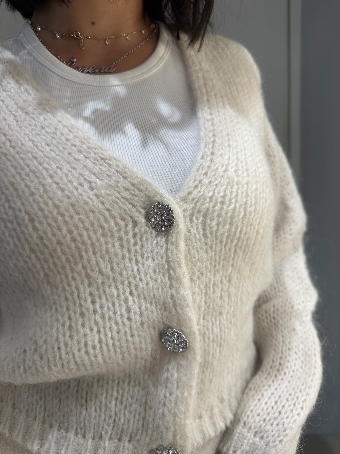 CARDIGAN GIOIELLO MOHAIR CREMA