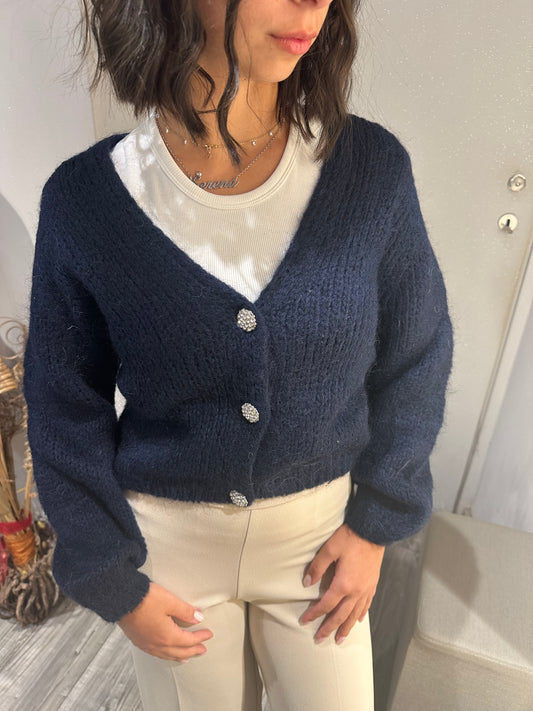 CARDIGAN GIOIELLO MOHAIR BLU