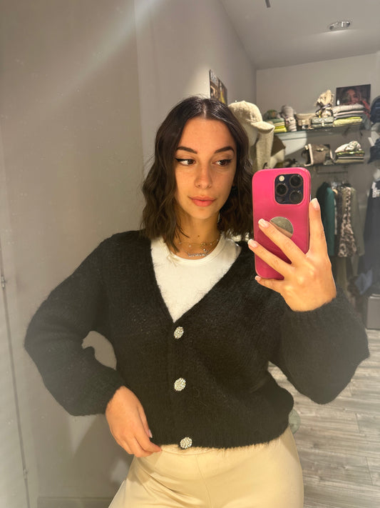 CARDIGAN GIOIELLO MOHAIR NERO