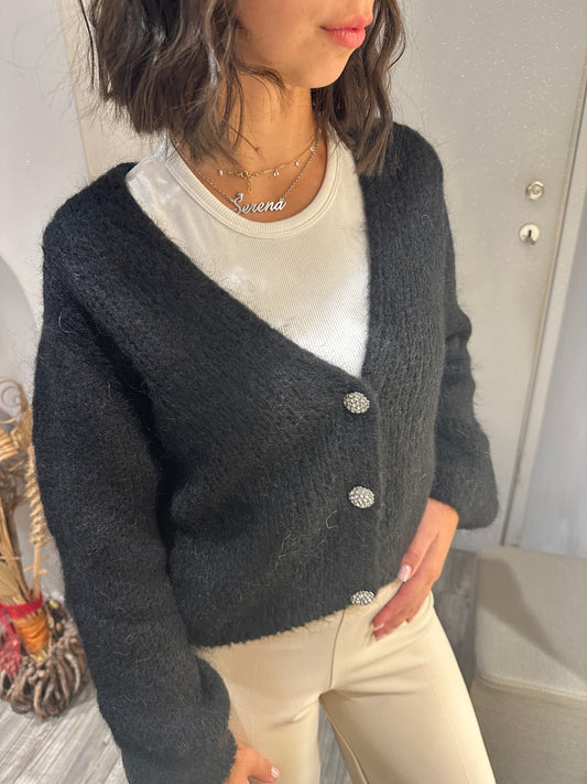 CARDIGAN GIOIELLO MOHAIR NERO
