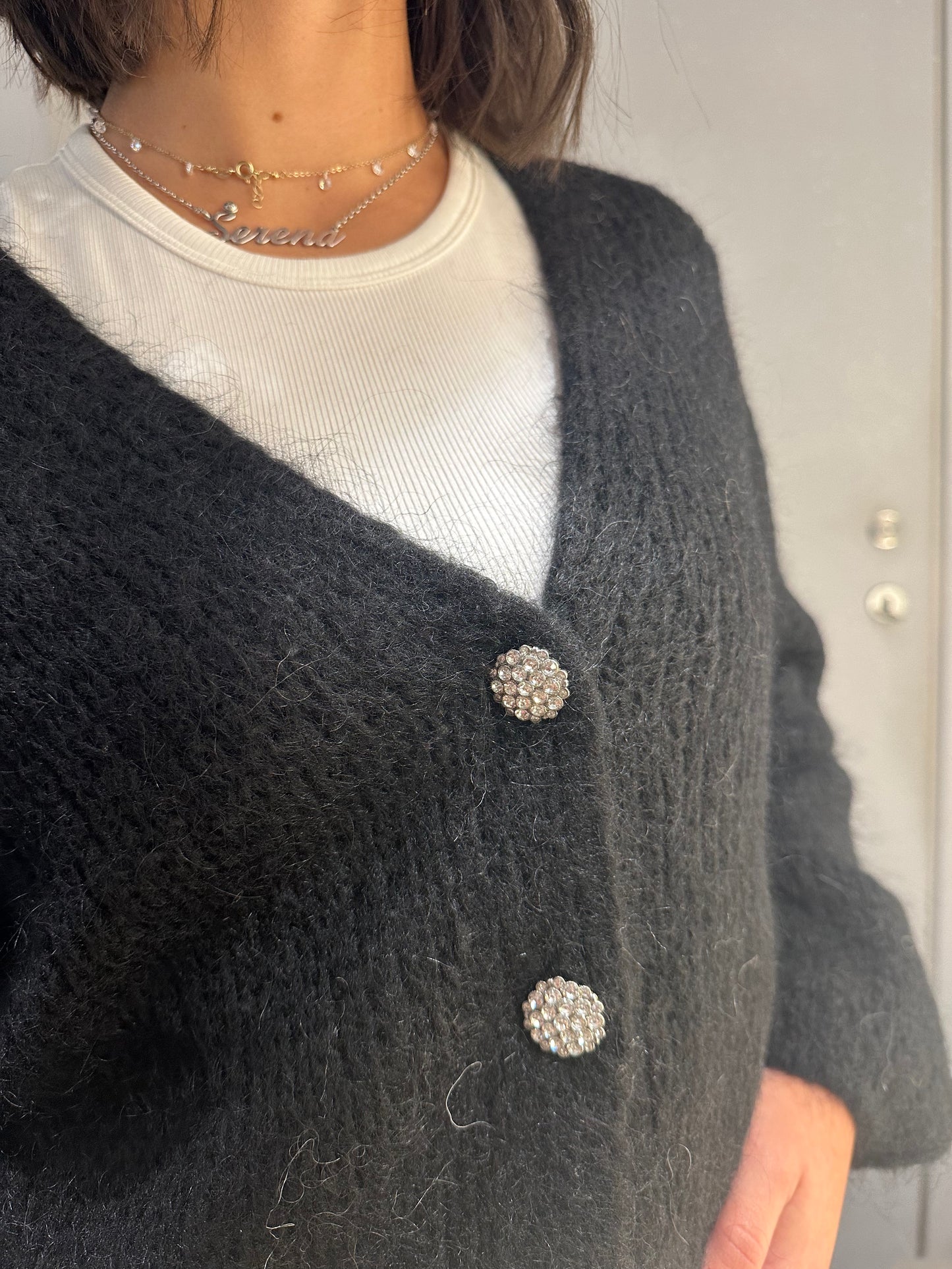 CARDIGAN GIOIELLO MOHAIR NERO