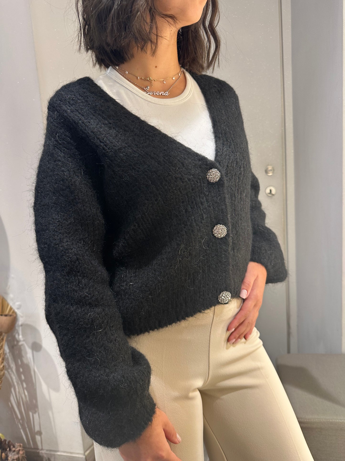 CARDIGAN GIOIELLO MOHAIR NERO