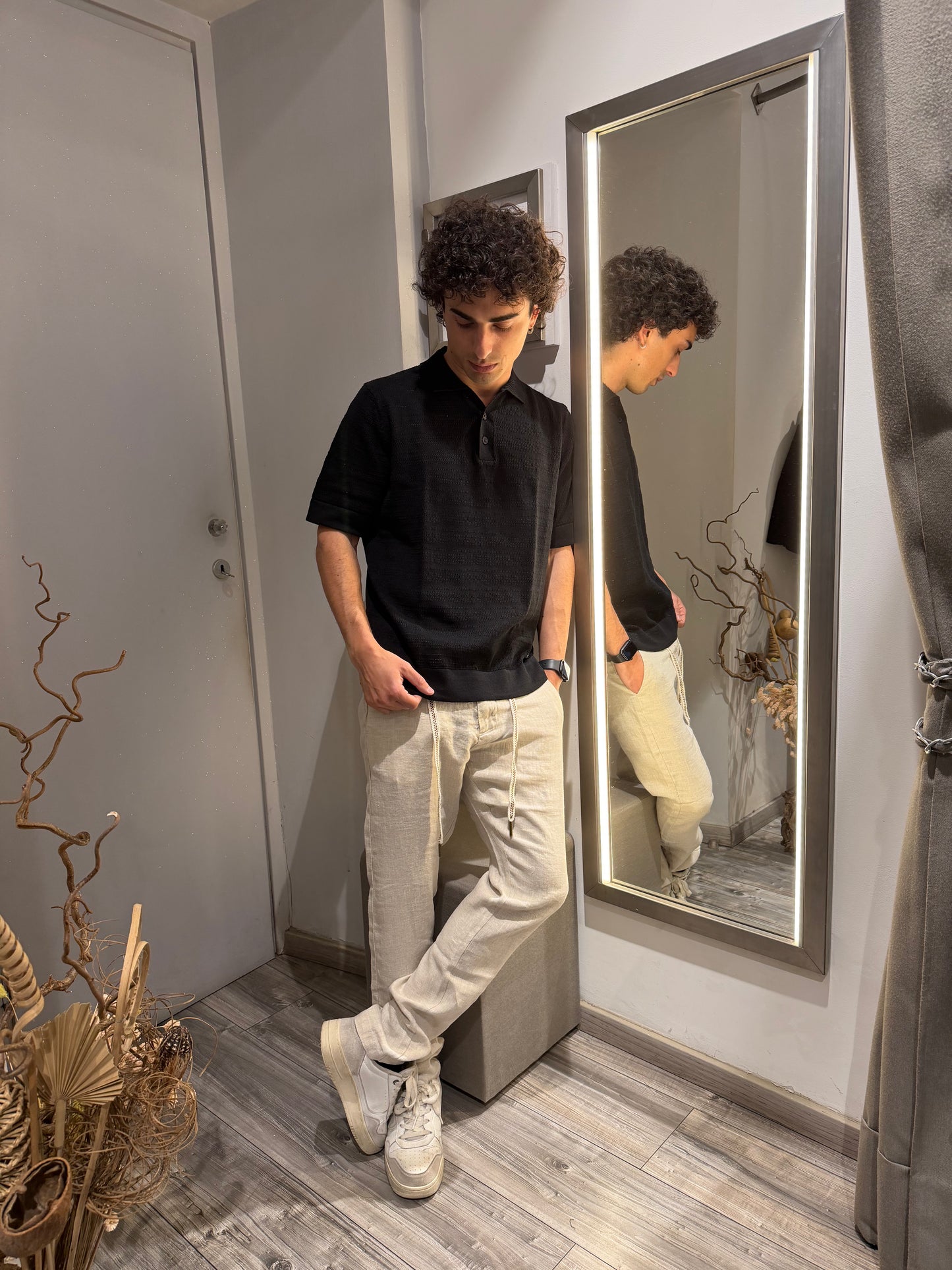 POLO CROCHET MISTO LINO