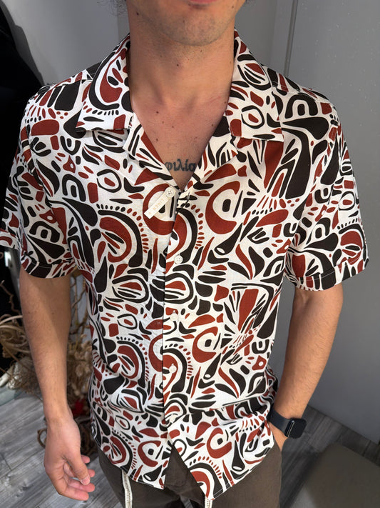 CAMICIA LINO FANTASIA COLLO RIVIERA