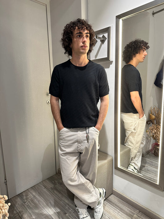 MAGLIA OPERATA IN MISTO VISCOSA NERA