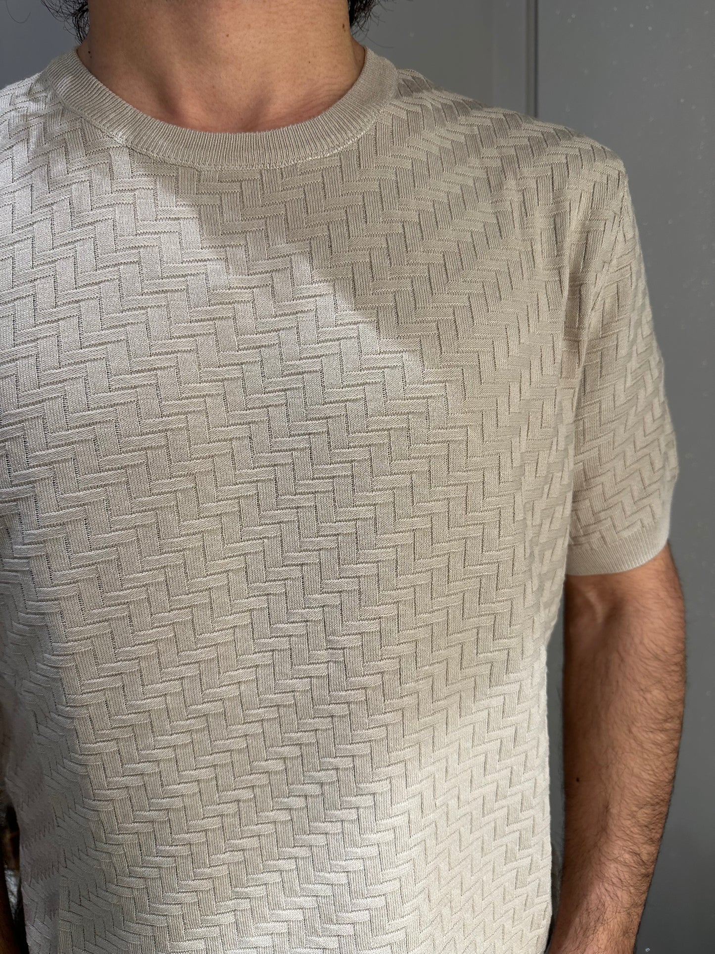 MAGLIA OPERATA IN MISTO VISCOSA BEIGE