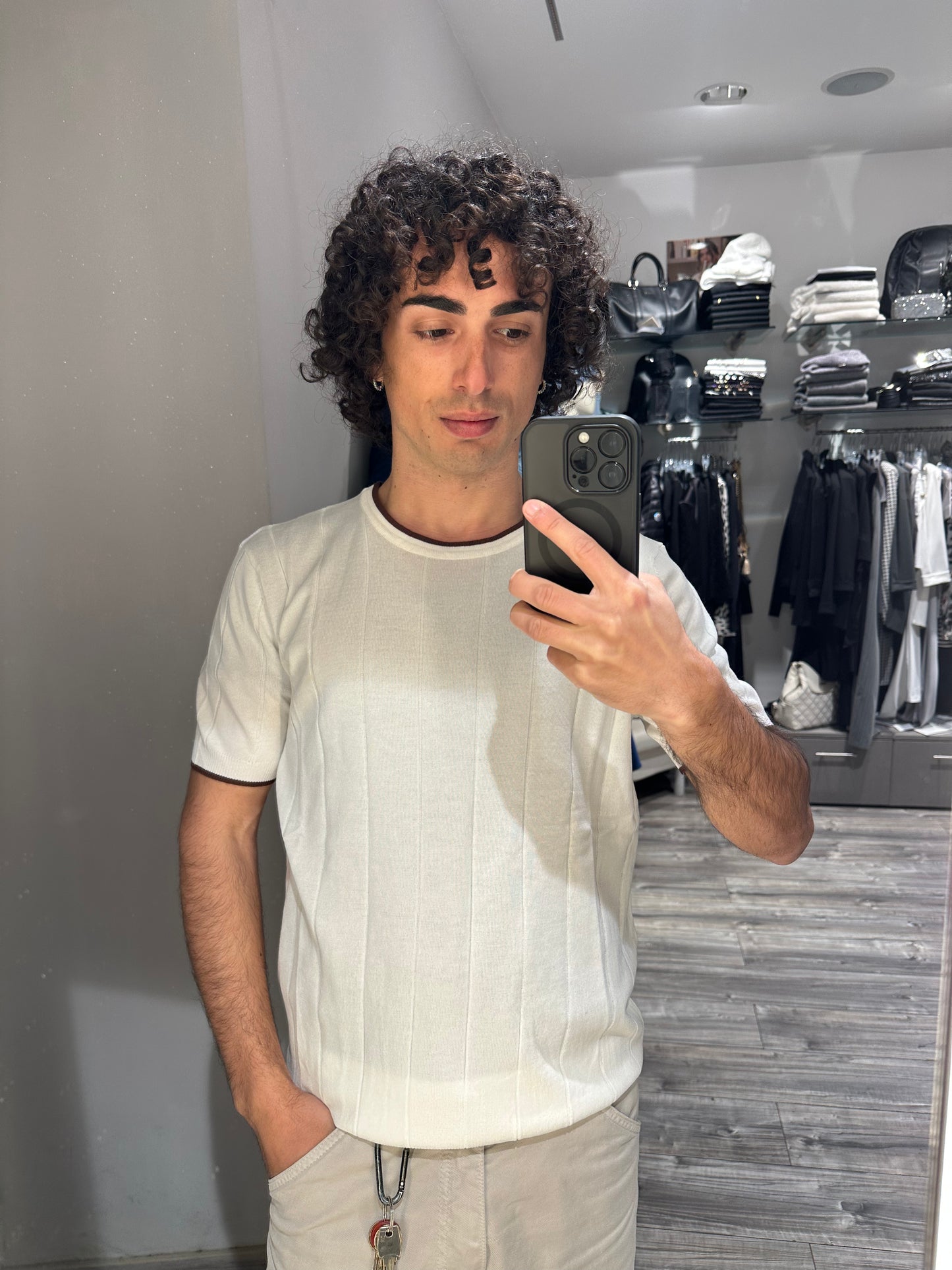 MAGLIA GIROCOLLO CANNETE' BIANCA