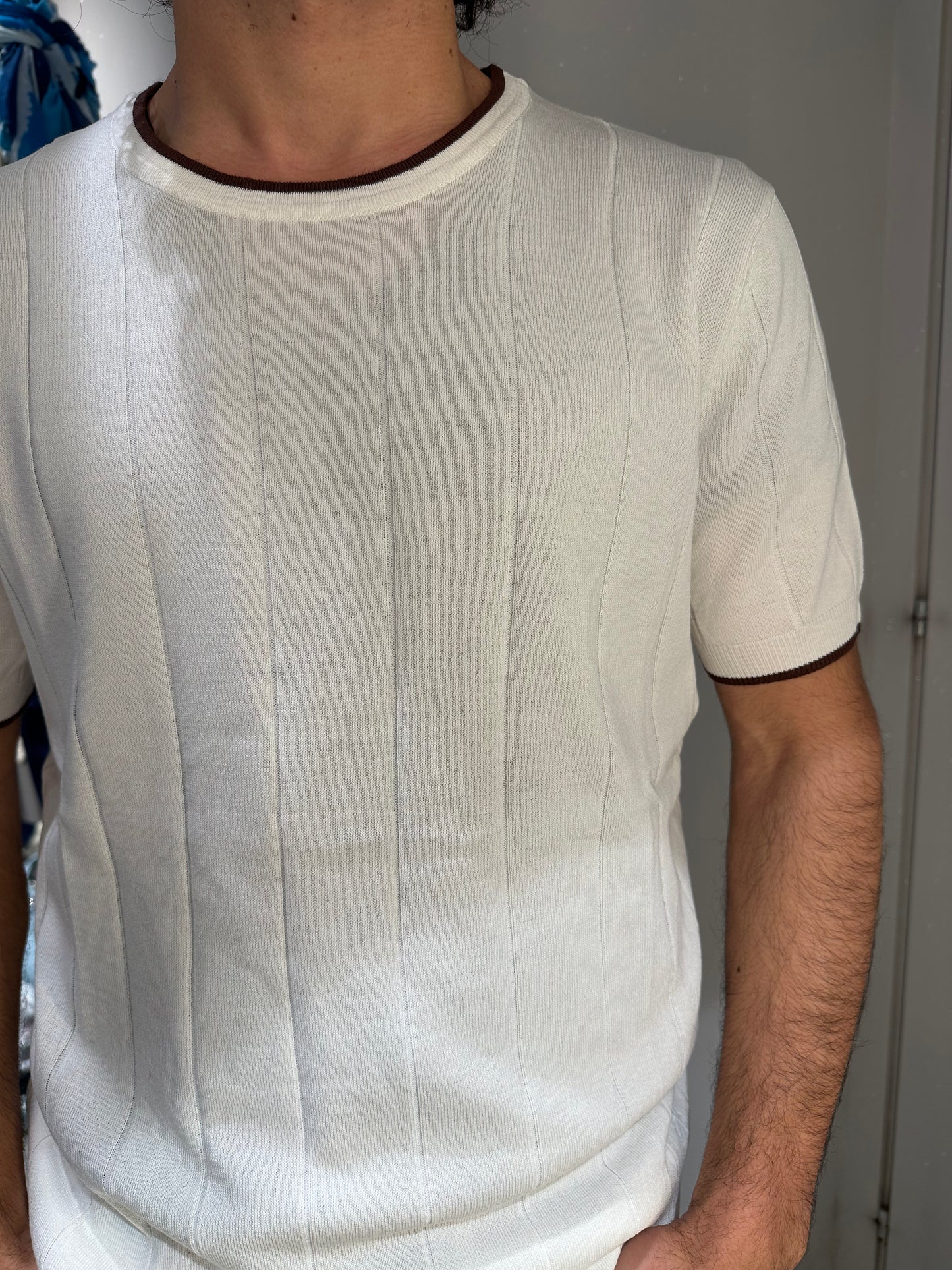 MAGLIA GIROCOLLO CANNETE' BIANCA