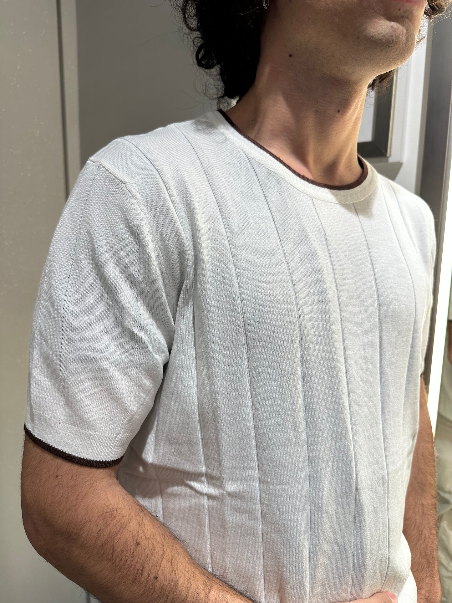 MAGLIA GIROCOLLO CANNETE' BIANCA