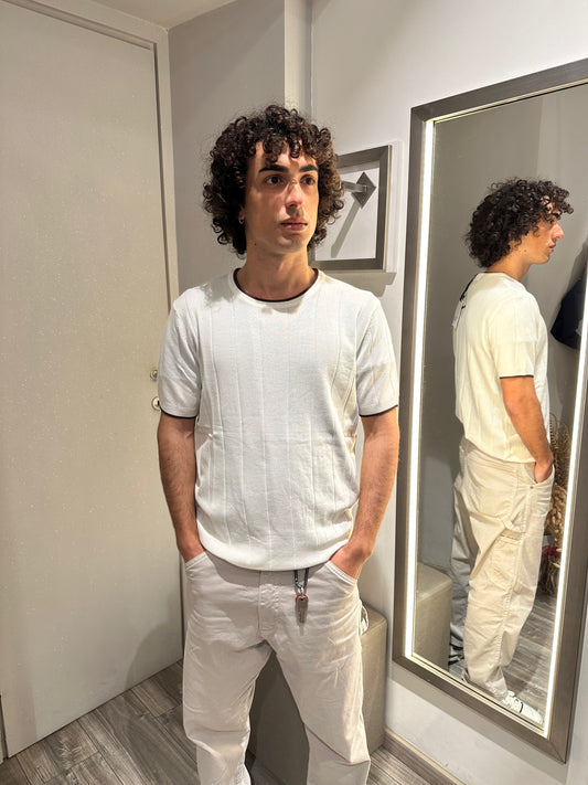 MAGLIA GIROCOLLO CANNETE' BIANCA