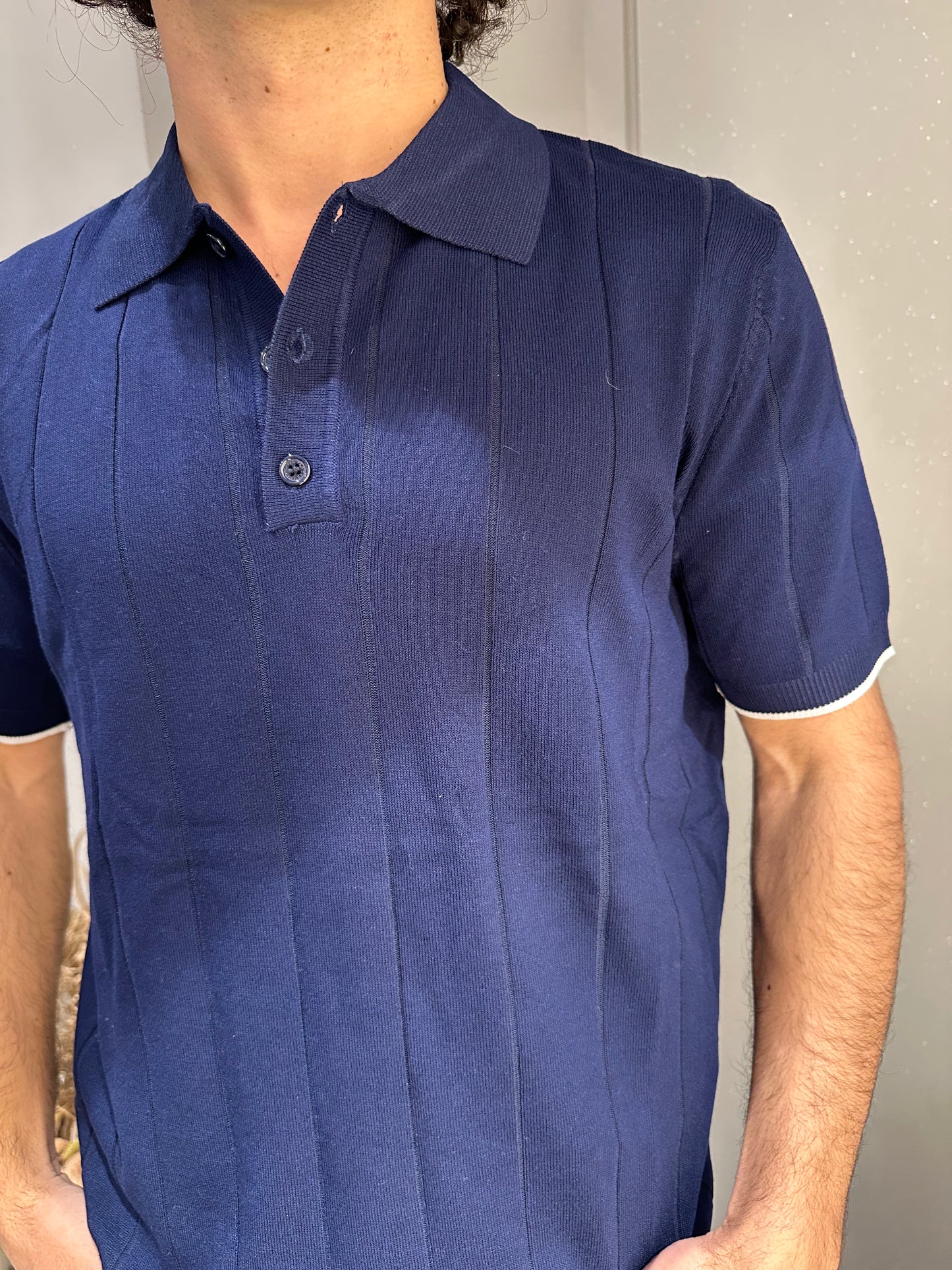 MAGLIA A POLO CANNETE' BLU