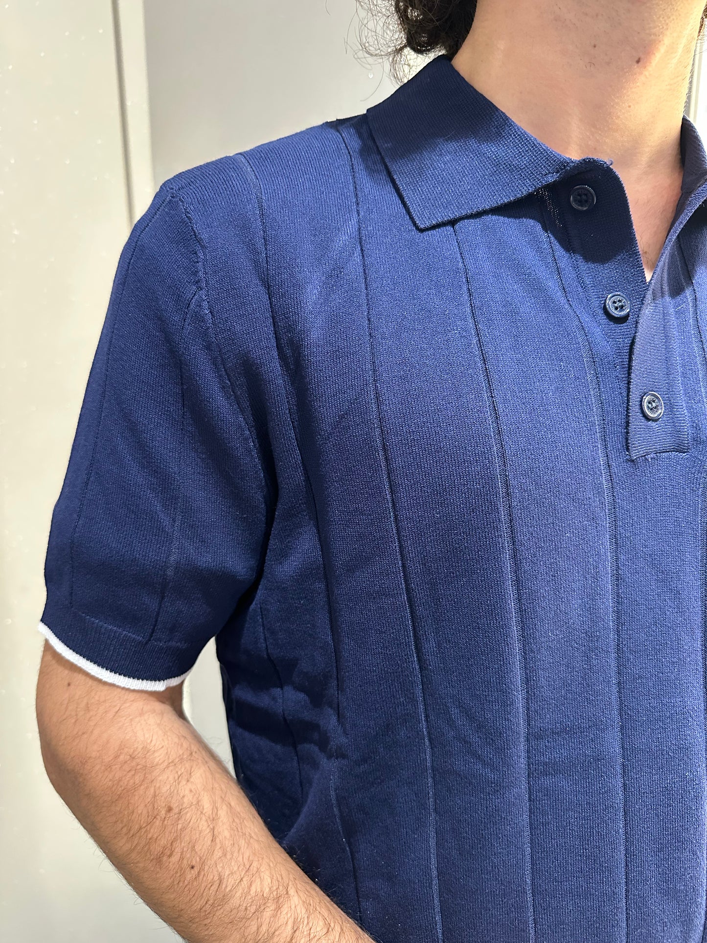 MAGLIA A POLO CANNETE' BLU