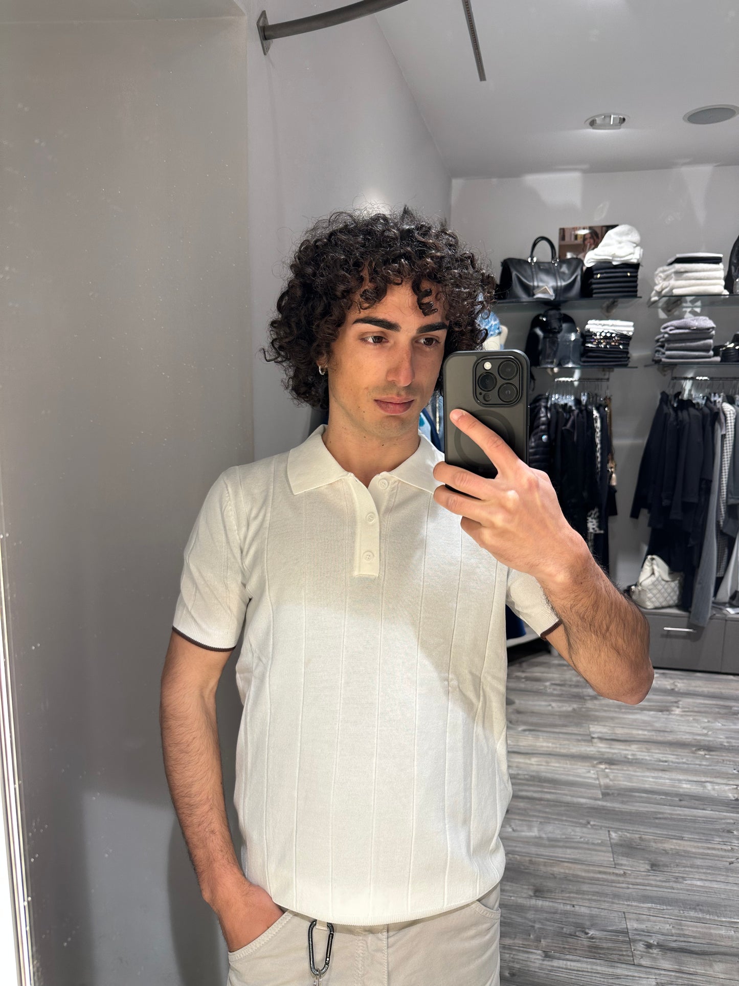 MAGLIA A POLO CANNETE' BIANCA
