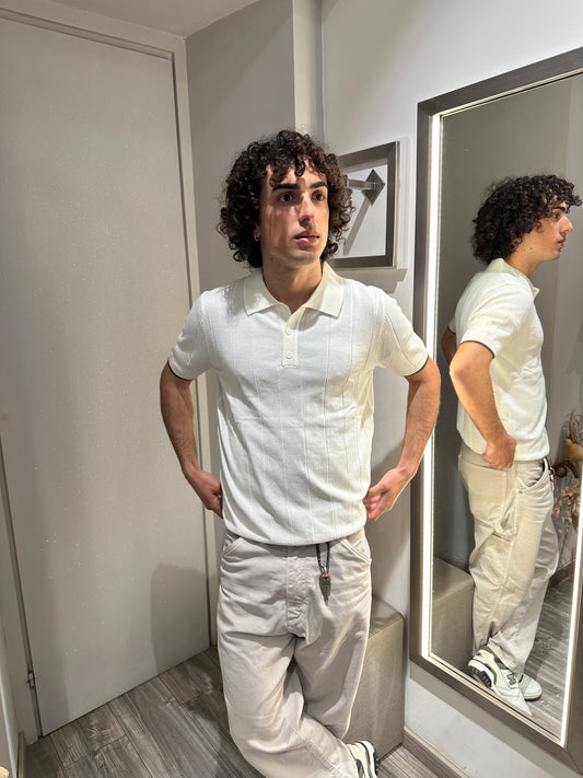 MAGLIA A POLO CANNETE' BIANCA