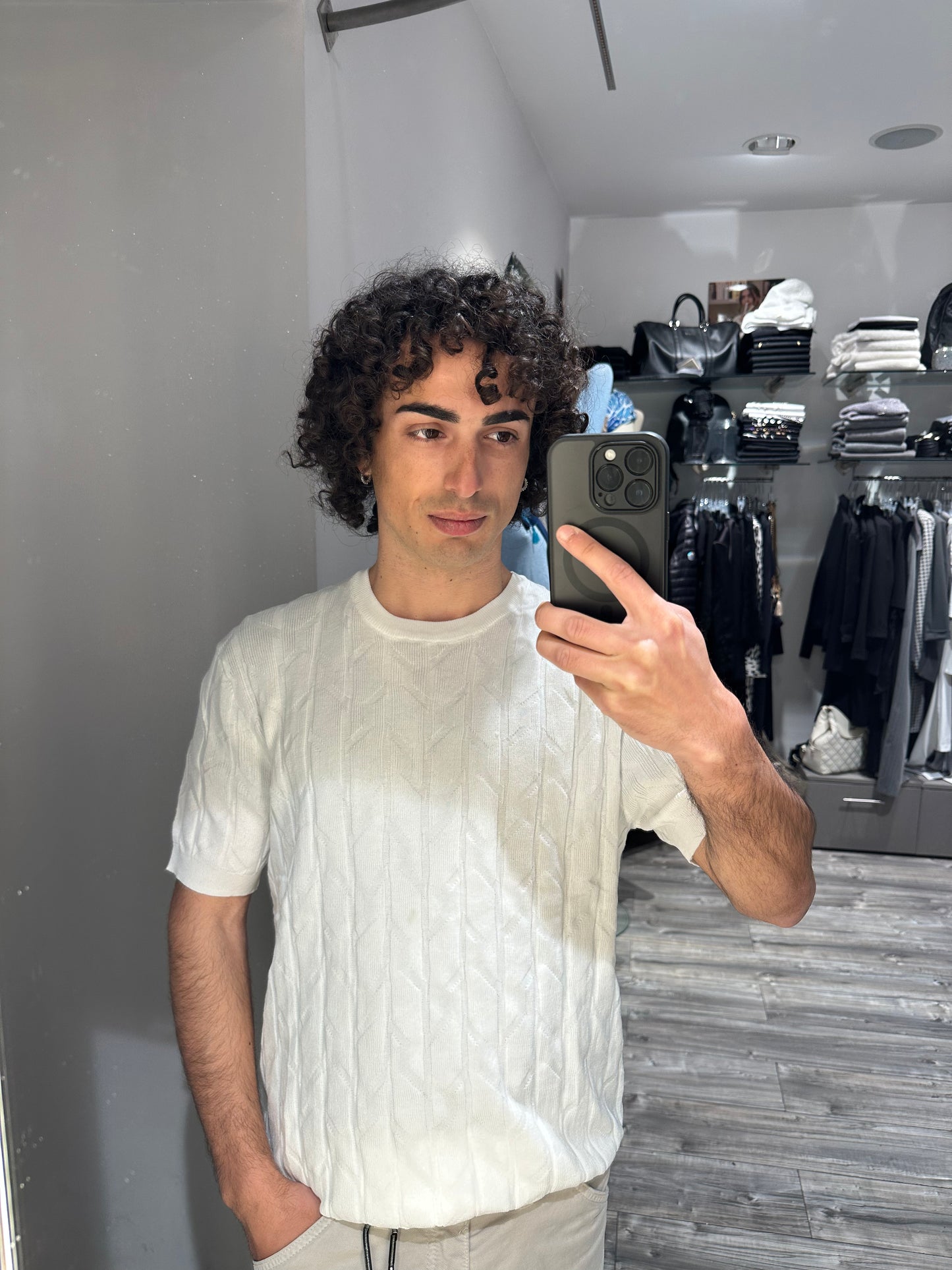 MAGLIA GIROCOLLO STRUTTURATA BIANCA