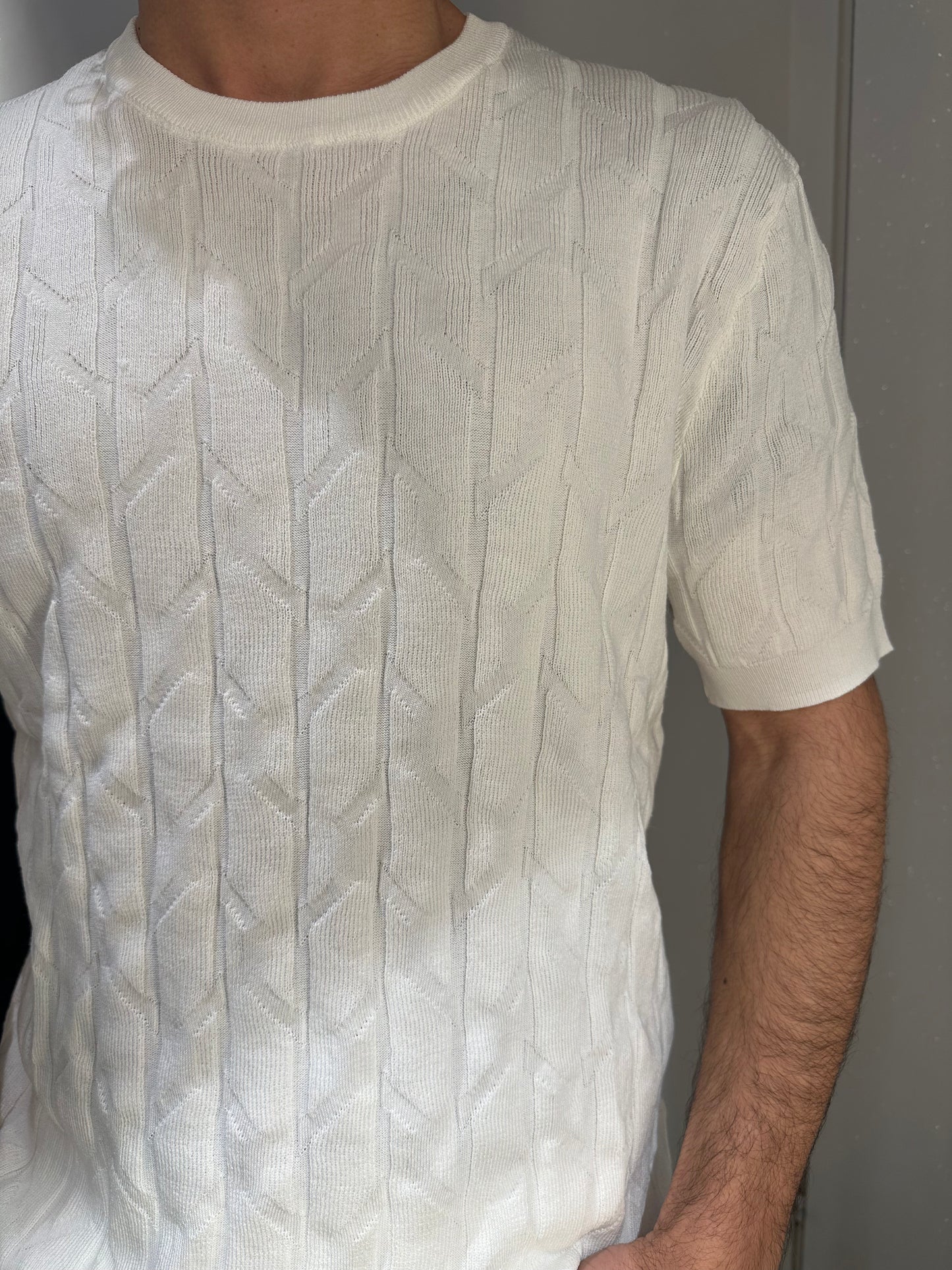 MAGLIA GIROCOLLO STRUTTURATA BIANCA