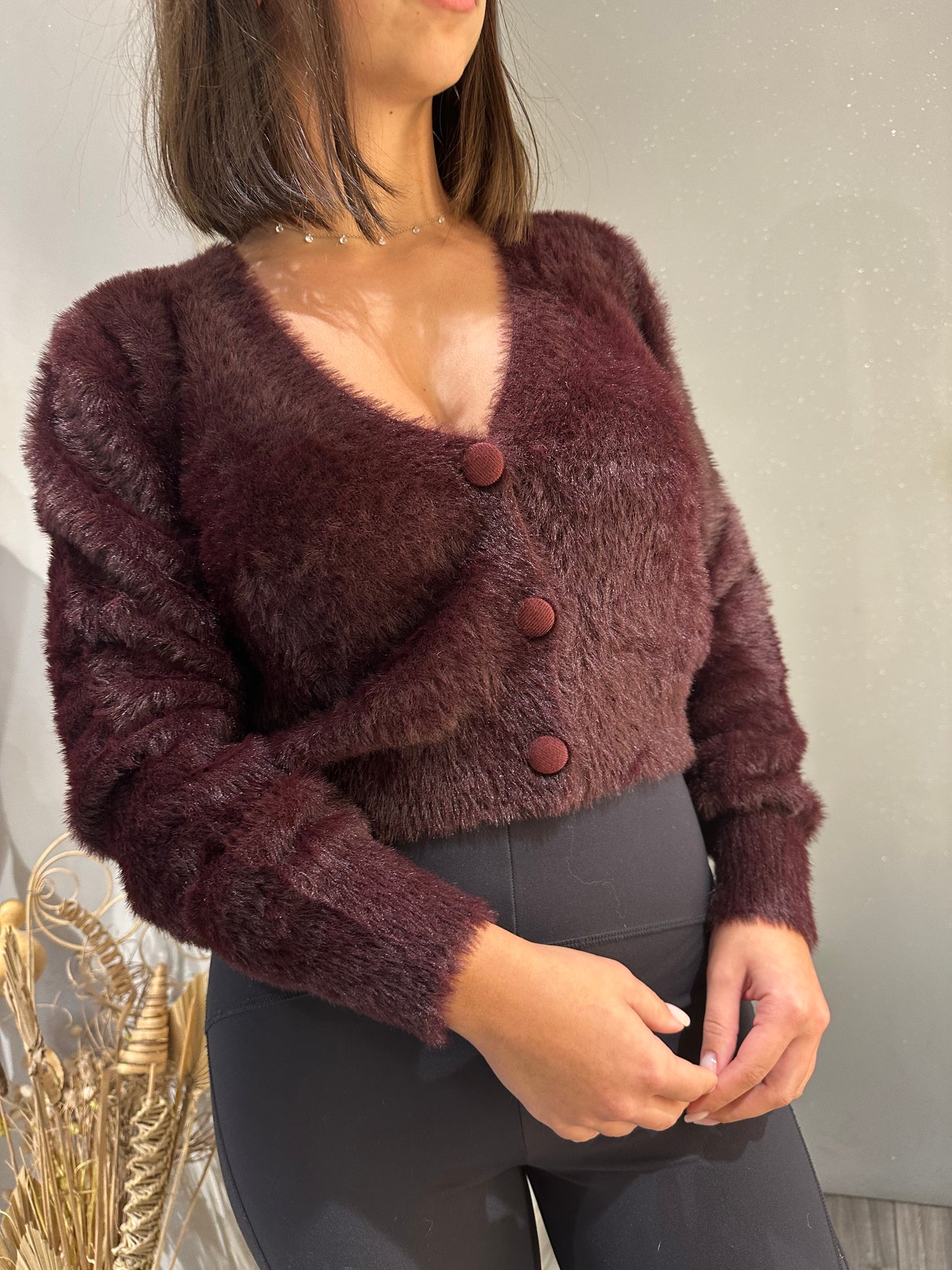 CARDIGAN PELOSINO VINO