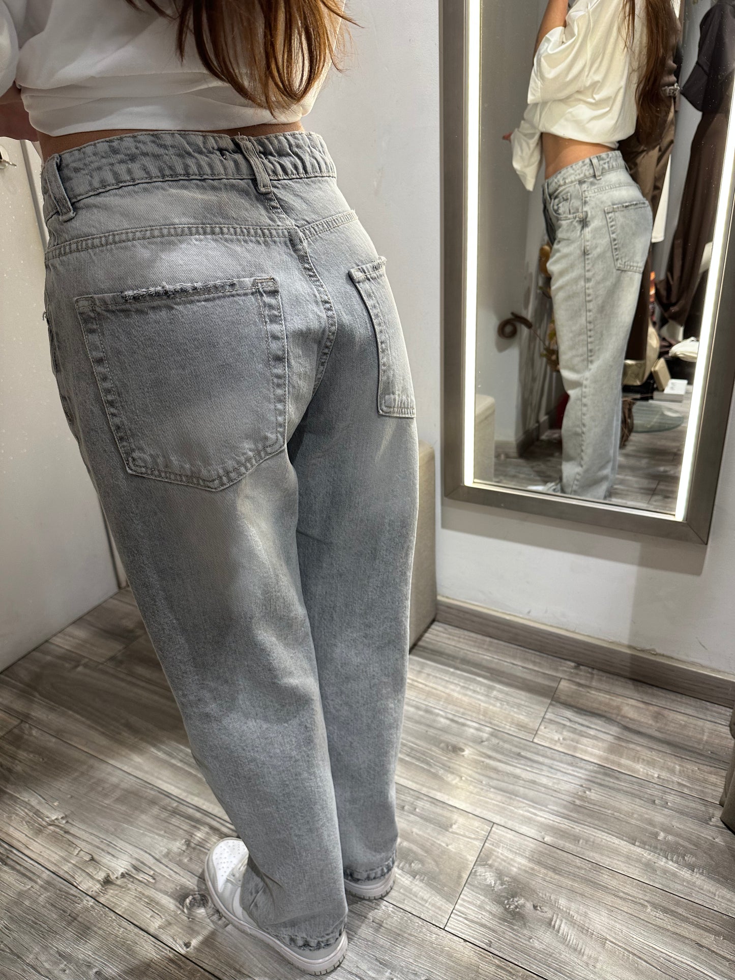 JEANS GRIGIO MICRO ROTTURE