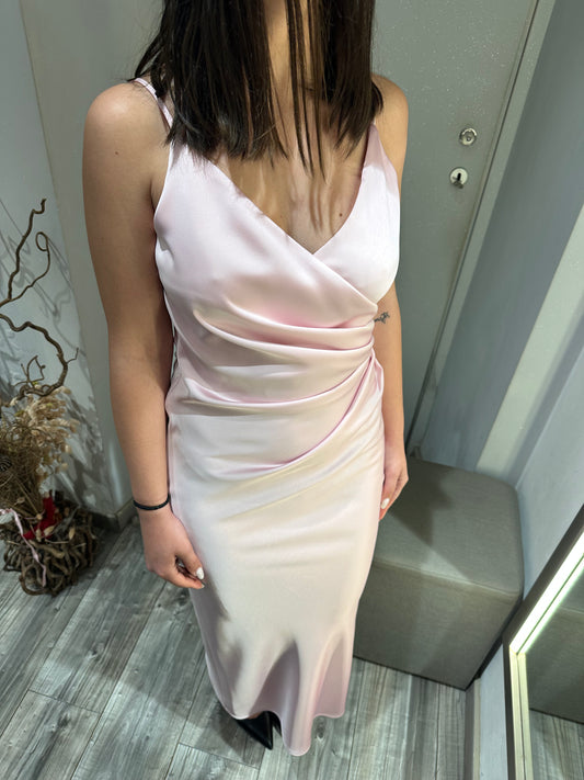 ABITO MIDI DRAPPEGGIATO EFFETTO SATIN CIPRIA