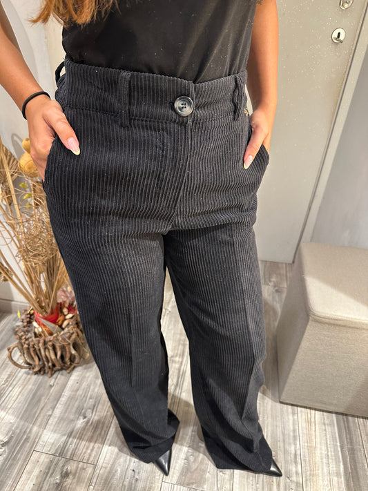 PANTA PALAZZO VELLUTO NERO