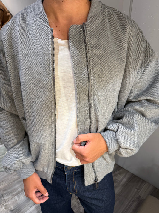 BOMBER CROP IN PANNO CON TASCHE LATERALI