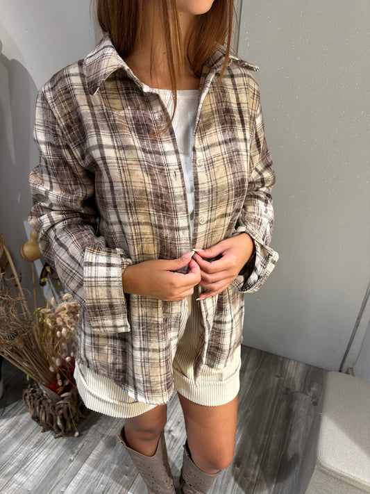 CAMICIA IN FLANELLA FANTASIA CHECK BEIGE