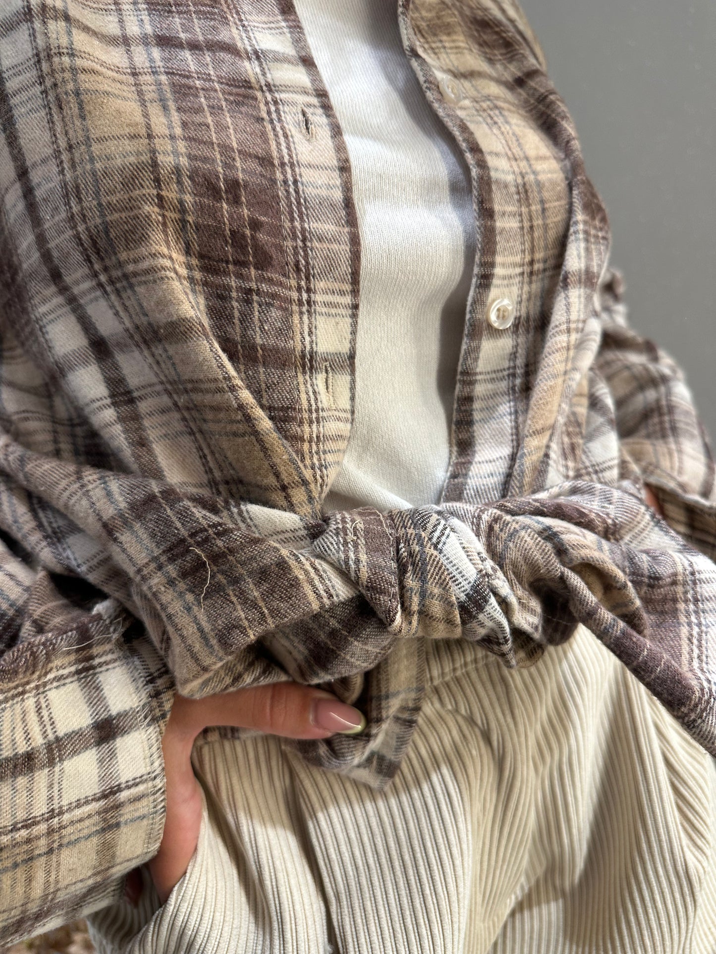 CAMICIA IN FLANELLA FANTASIA CHECK BEIGE