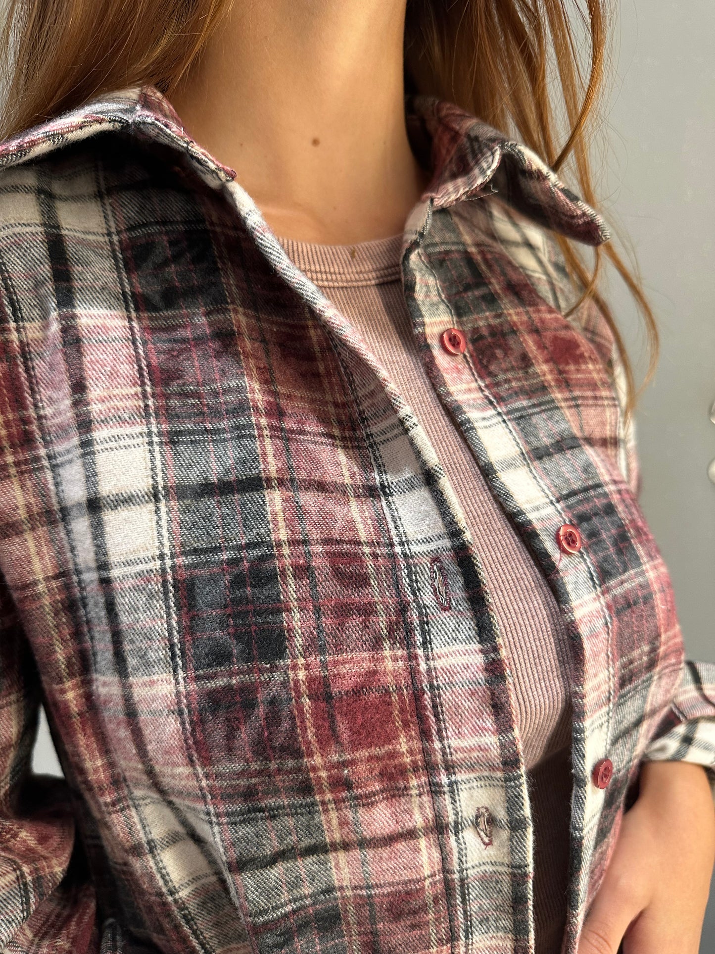 CAMICIA IN FLANELLA FANTASIA CHECK BORDEAUX