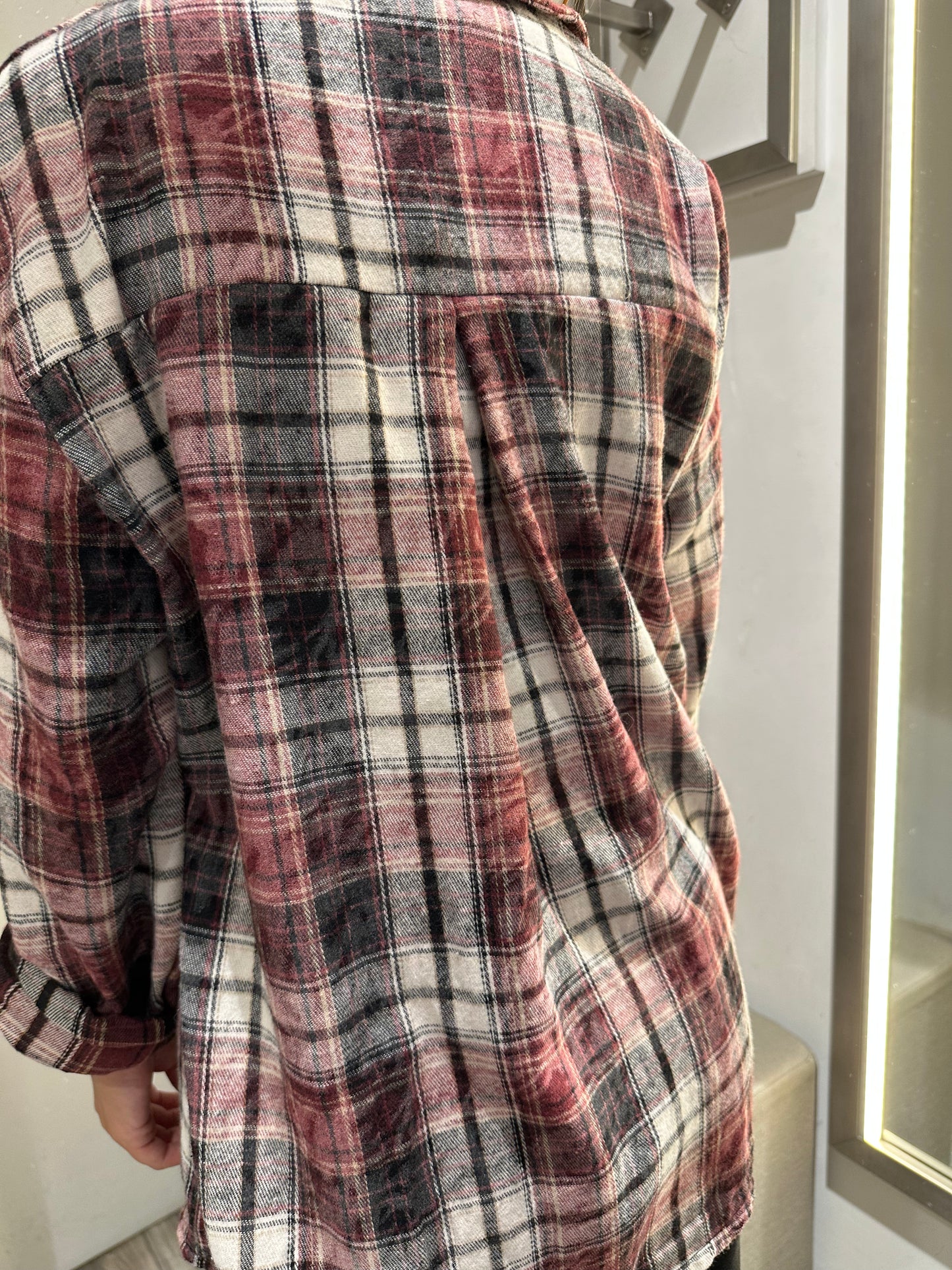 CAMICIA IN FLANELLA FANTASIA CHECK BORDEAUX