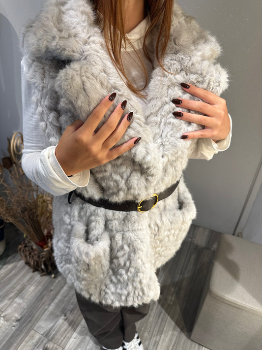 ECOPELLICCIA SMANICATA CON CINTURA GHIACCIO